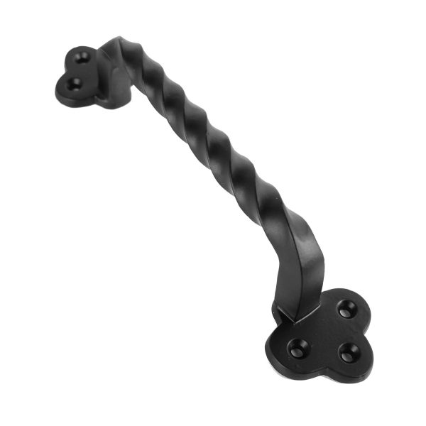 Main_Cast Iron 9'' Twist Clover Barn Door Pull Handle