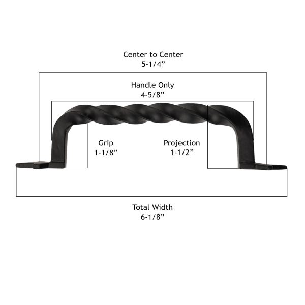 Side-Cast Iron 6" Twist Cabinet Pull Handle - Packs of 5