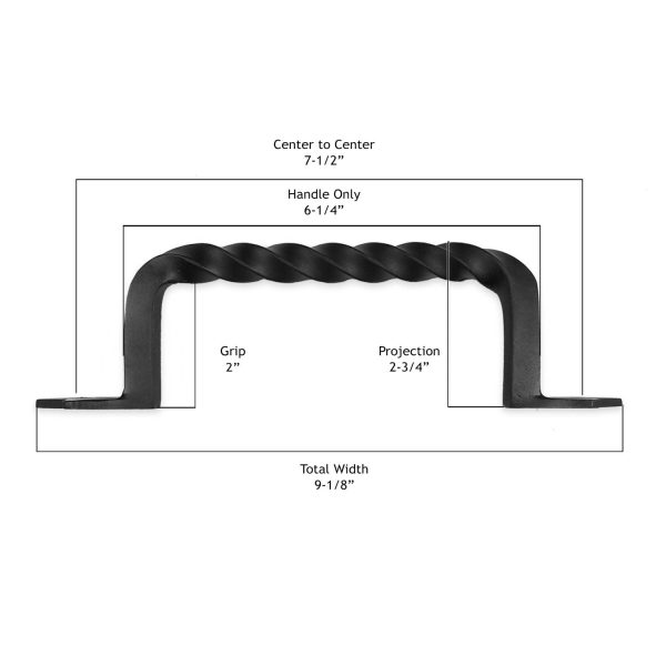 Twisted cast Iron 9" Door & Gate Pull Handle